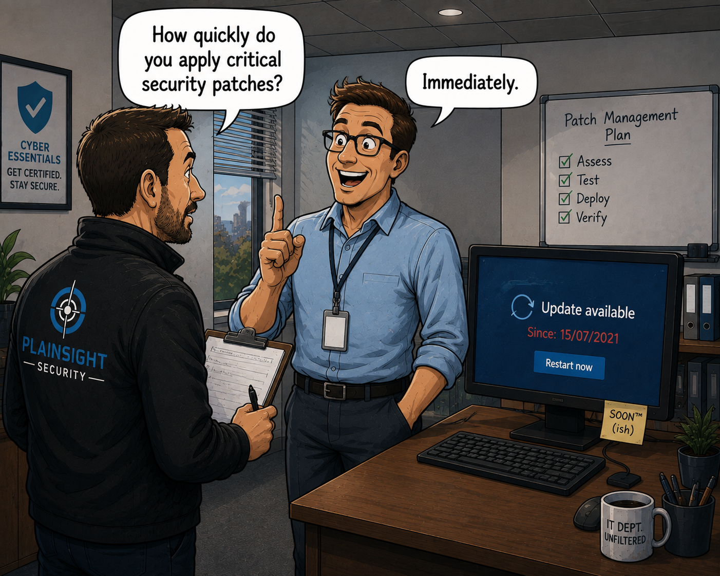 Security team using urgent risk indicators to prioritise high and critical vulnerability remediation.