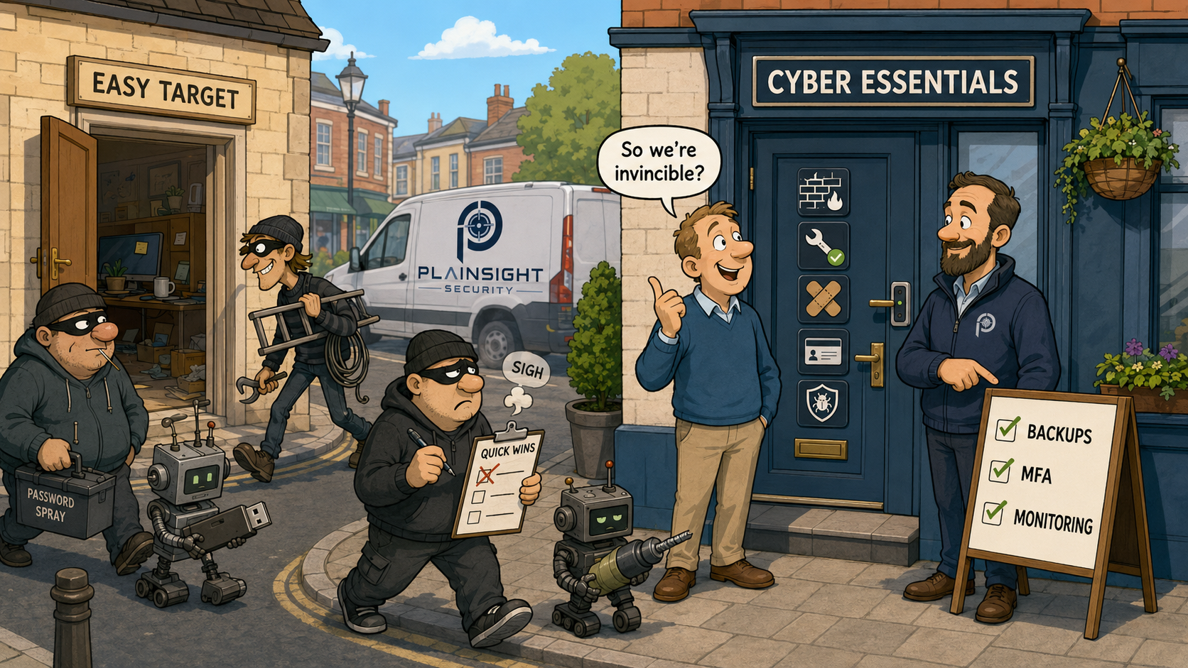 Small business protected by the five fundamental Cyber Essentials security controls.